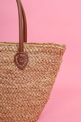 Loventa Zippered Straw Shoulder Bag Aten Camel