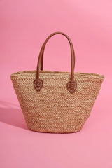 Loventa Zippered Straw Shoulder Bag Aten Camel