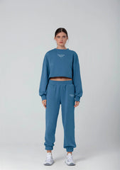 Wear Three Points Blue Jolie Crop Sweatshirt