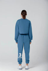 Wear Three Points Blue Jolie Crop Sweatshirt
