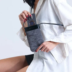 Mila Leather Phone Bag - Gray