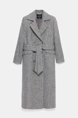 Peploum Adele Herringbone Coat Gray