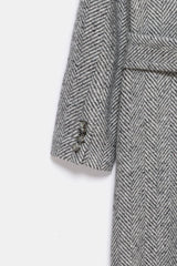 Peploum Adele Herringbone Coat Gray