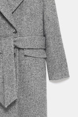 Peploum Adele Herringbone Coat Gray