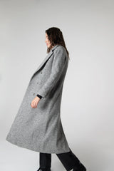 Peploum Adele Herringbone Coat Gray