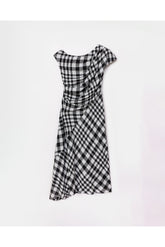 peploum Ama Drapped Dress in Checkered Pattern