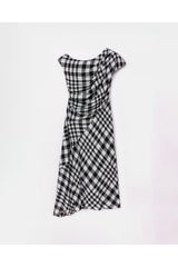 peploum Ama Drapped Dress in Checkered Pattern