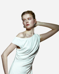 Peploum Ama Drapped Dress in White