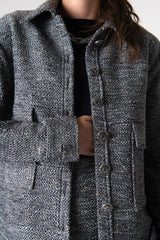 Peploum Carleen Textured Weaving Jacket Charcoal Gray