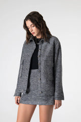 Peploum Carleen Textured Weaving Jacket Charcoal Gray