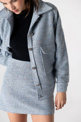 Peploum Carleen Textured Weaving Jacket Ice Blue