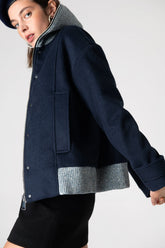 Peploum Grace Knit Collar Şort Kaban Midnight Mavi