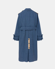 Peploum Ise Trenchcoat in Denim Blue