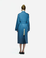 Peploum Ise Trenchcoat in Denim Blue
