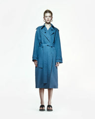 Peploum Ise Trenchcoat in Denim Blue