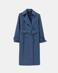 Peploum Ise Trenchcoat in Denim Blue