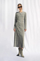 Peploum Marianne Stripe Maxi Elbise Cool Grey