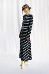 Peploum Marianne Stripe Maxi Elbise - Lacivert