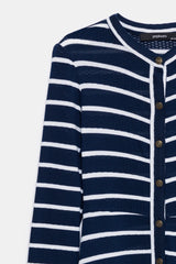 Peploum Marianne Stripe Maxi Elbise - Lacivert