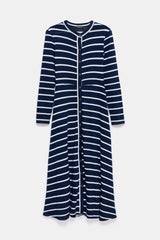 Peploum Marianne Stripe Maxi Elbise - Lacivert