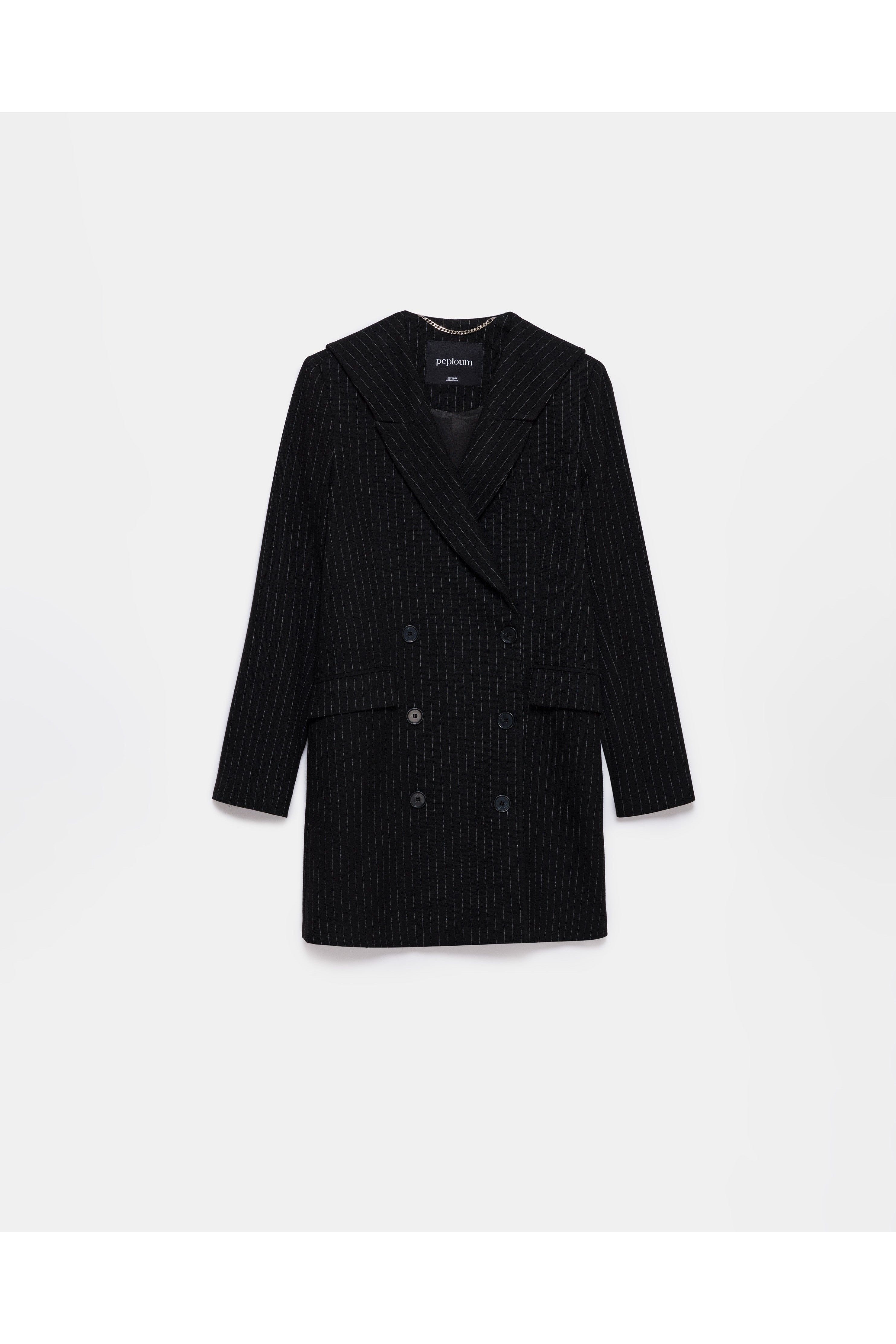 peploum Mary Lacy Pinstripe Jacket - Black