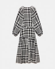 Peploum Mie Dress in Checkered Pattern