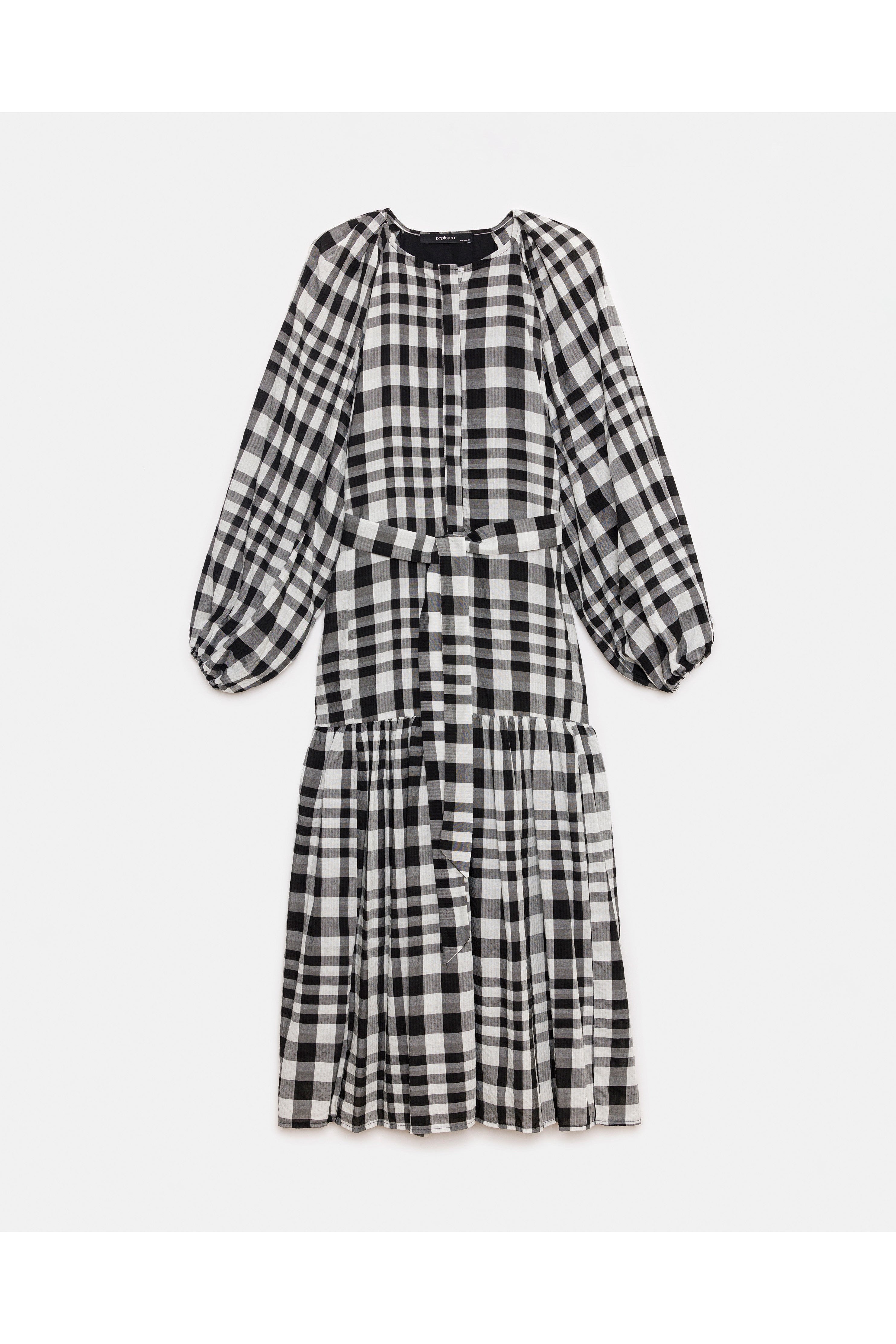 peploum Mie Dress in Checkered Pattern