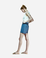 Peploum Toba Şort - Denim Mavi