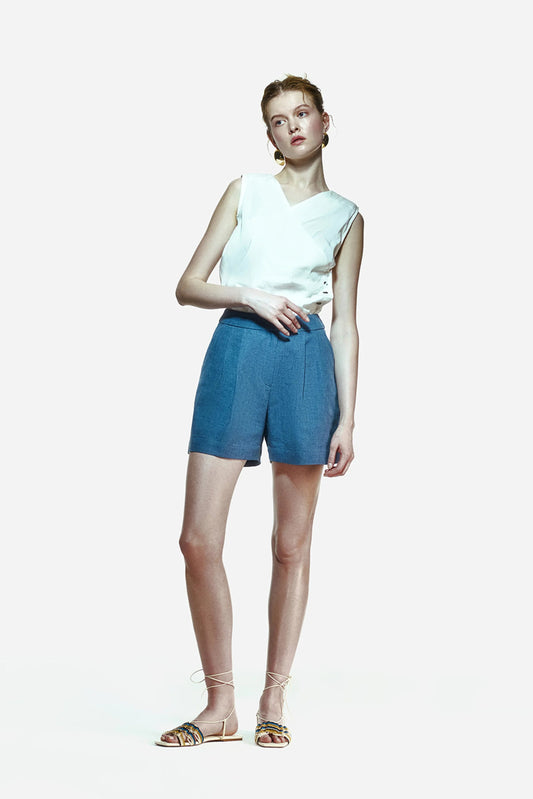 Peploum Toba Şort - Denim Mavi