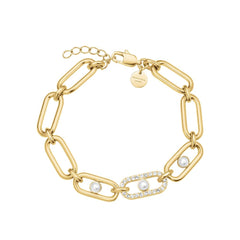 Rosefield JBPLG.J1296 Altın Renk Modern İnci Bağlantı Çelik Bileklik