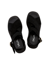 Dellel Deri Black Rebecca Wedge Heeled Sandals