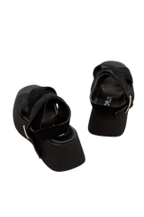 Dellel Deri Black Rebecca Wedge Heeled Sandals