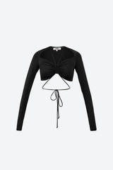 Wear Three Points Sophia Black Tied Crop Bodysuit
