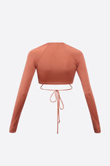 Wear Three Points Sophia Brick Tie Crop Bodysuit