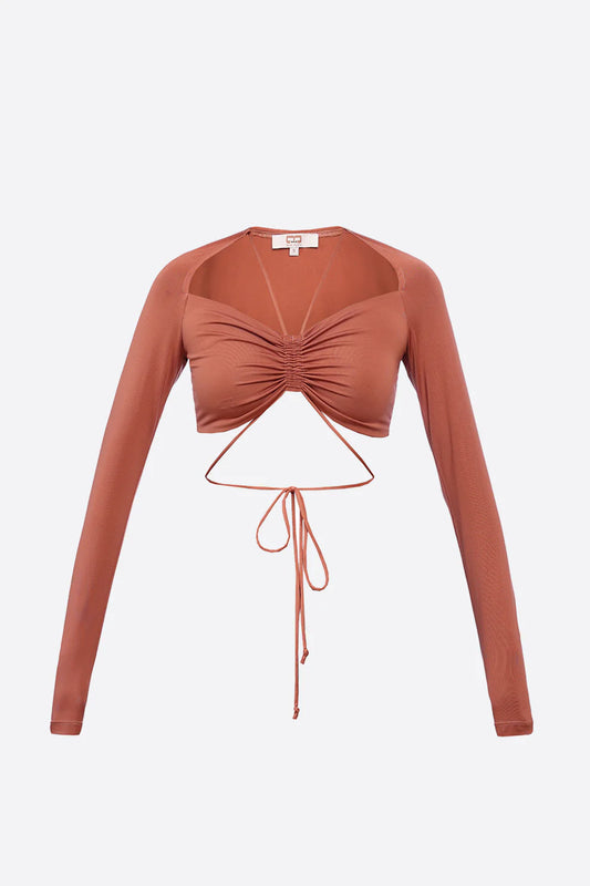 Wear Three Points Sophia Brick Tie Crop Bodysuit