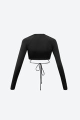 Wear Three Points Sophia Black Tied Crop Bodysuit