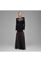 Studio Norn Eira Ruched & Tulled Maxi Dress