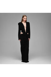 Studio Norn Embla Ruched & Cut-out Detailed Maxi Dress in Black