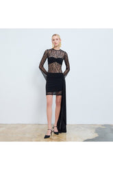 Studio Norn Erika Lace-Overlay Blouse & Skirt-Detailed Mini Dress in Black