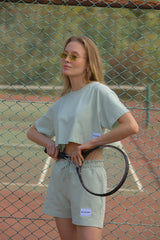 Wear Three Points Green Weekend Crop T-shirt