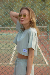 Wear Three Points Green Weekend Crop T-shirt