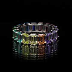 SooSilkyGems MULTICOLOR BAGUETTE STONES WEDDING RING