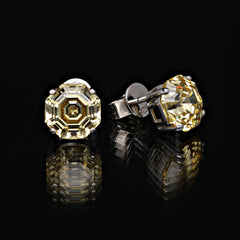 SooSilkyGems YELLOW DIAMOND ROUND SOLITAIRE EARRINGS