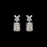 SooSilkyGems CLASSIC BAGUETTE SOLITAIRE EARRINGS WITH 4-STONE FLORAL DETAILS