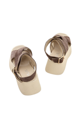 Dellel Deri Mink Rebecca Wedge Heeled Sandals