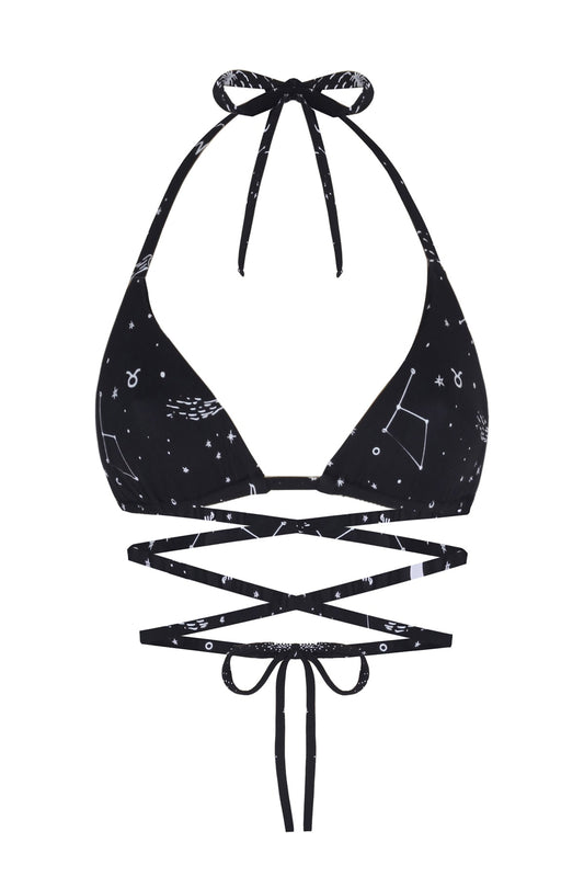 Wayt Space Babe Celestial and Zodiac Print Recycled Bikini Top