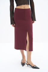 Wear Three Points Burgundy Spirit Midi Skirt