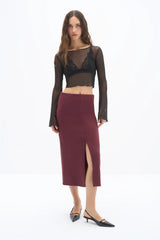 Wear Three Points Burgundy Spirit Midi Skirt