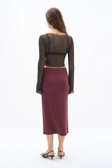 Wear Three Points Burgundy Spirit Midi Skirt