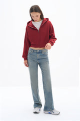 Wear Three Points Burgundy Zipper Sweatshirt